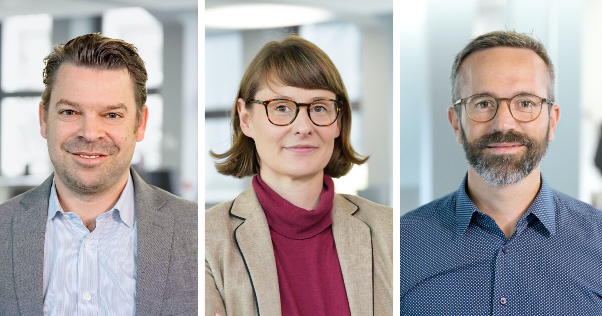 Three new members of the management team in side-by-side portraits.
